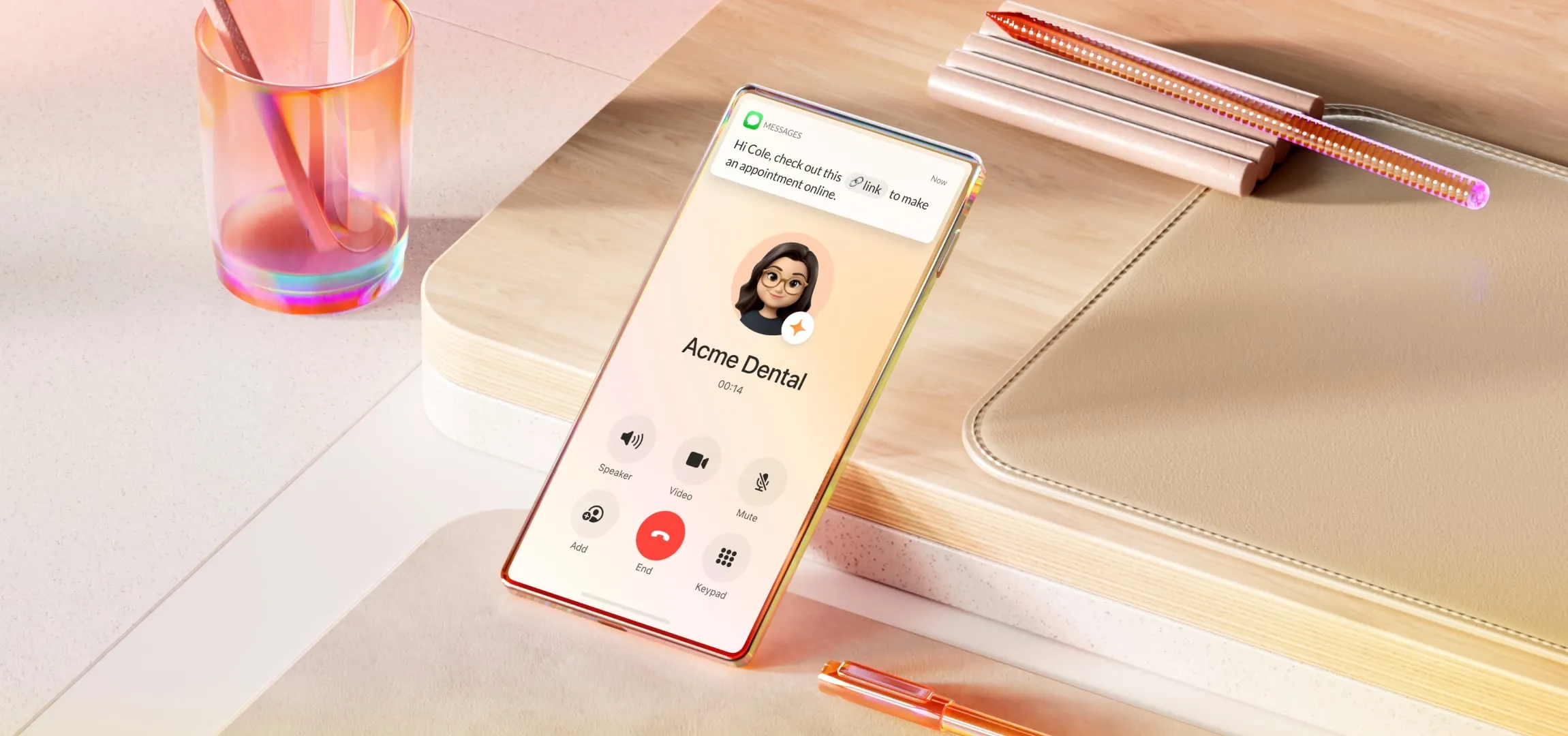 Ongoing call utilizing the RingCentral AI Receptionist feature on the mobile app
