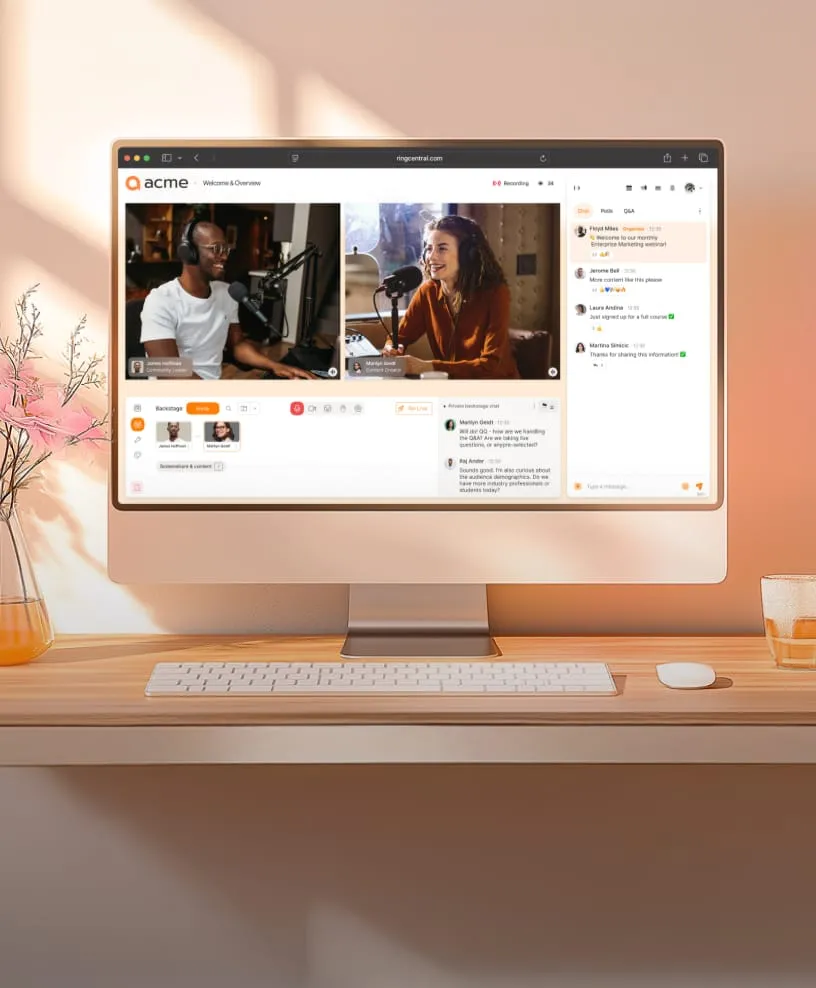 RingCentral video conferencing interface on a desktop computer.