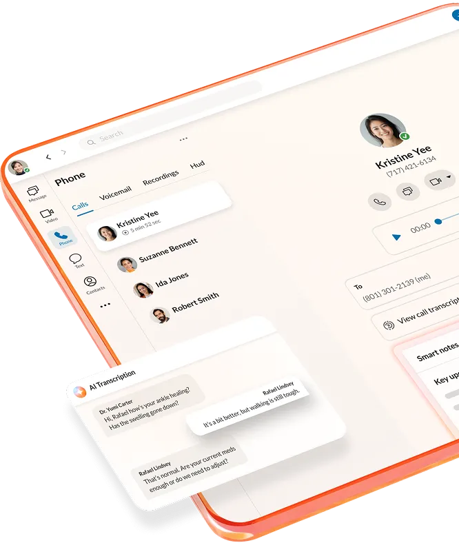 Call recap feature displayed on RingCentral RingEX desktop app