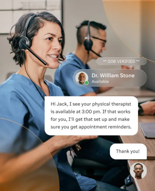 Two healthcare professionals use RingCentral to communicate with clients