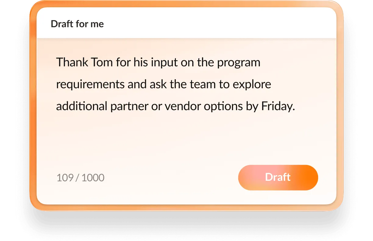 UI showing draft generation capabilities within RingCentral app