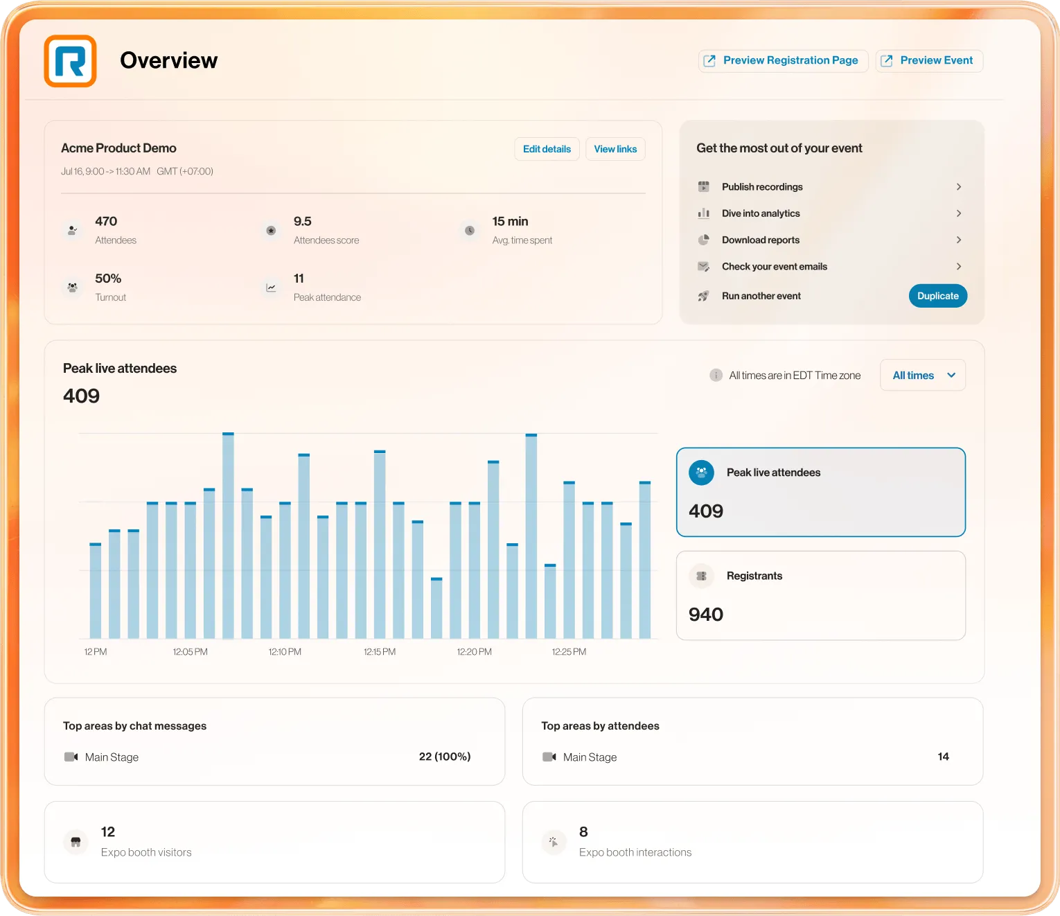 Library of past events attended via RingCentral Events