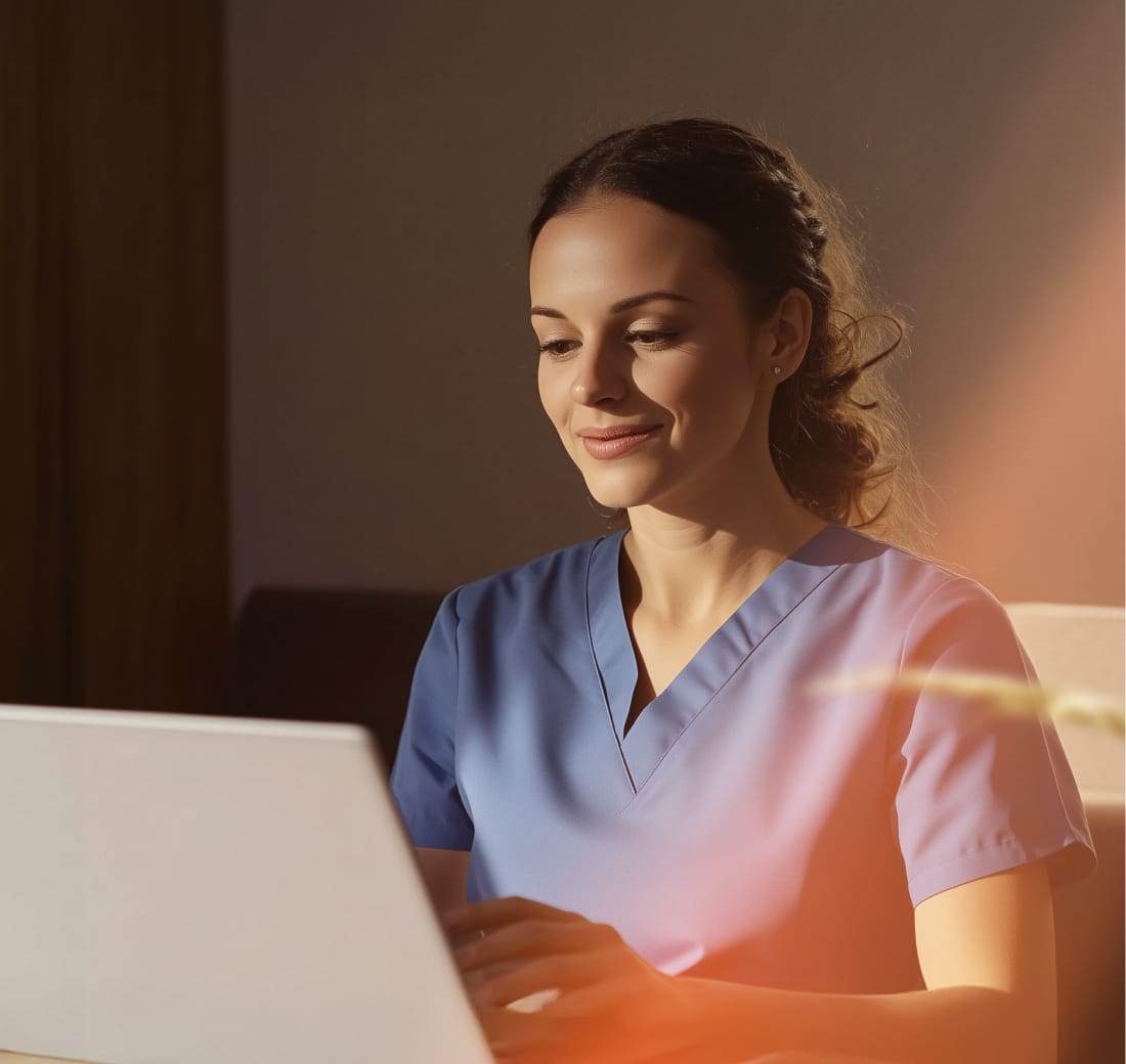 A healthcare professional attending a virtual consultation via RingCentral