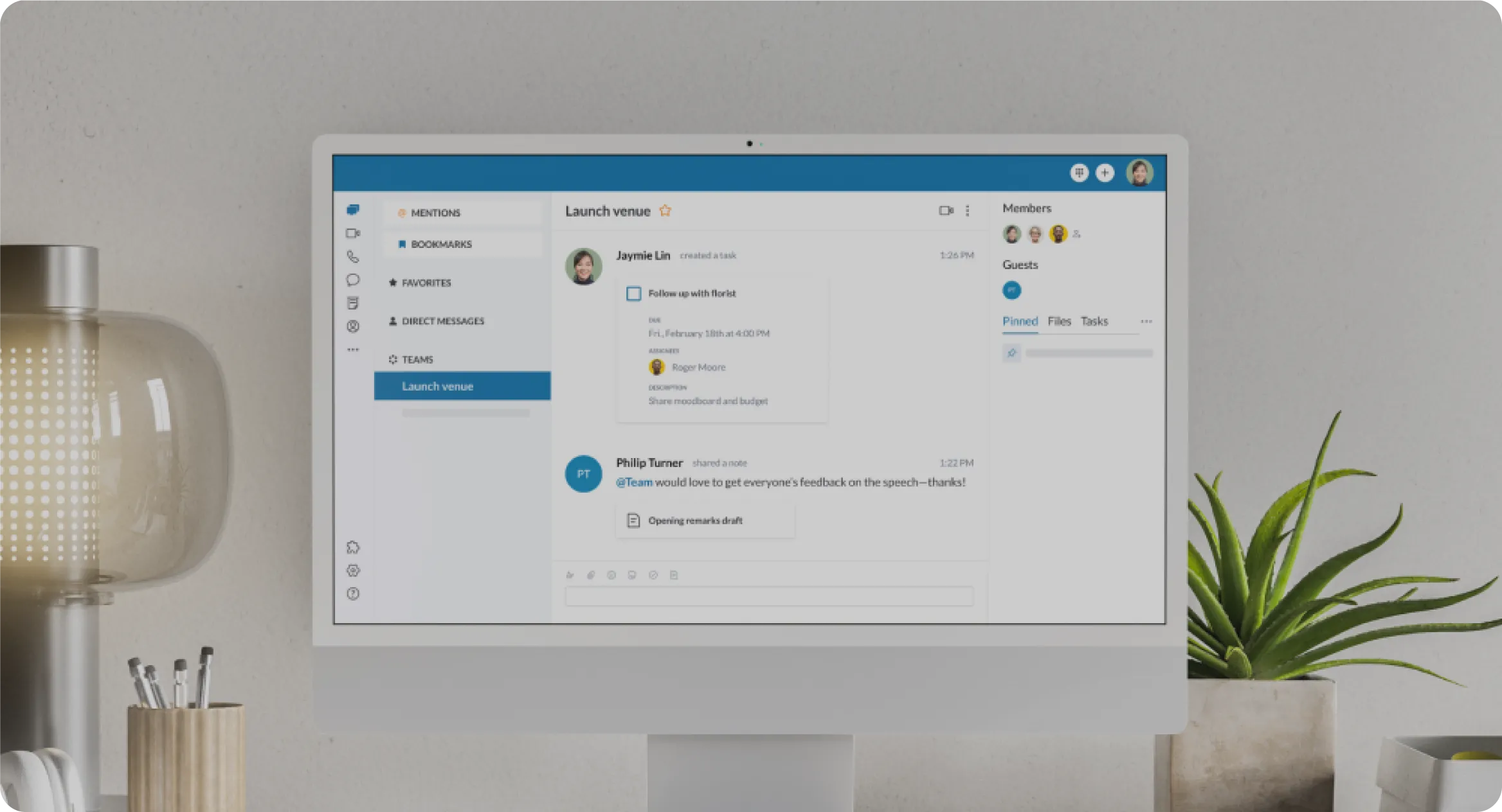 Play Video: The RingCentral Desktop app open in a monitor screen