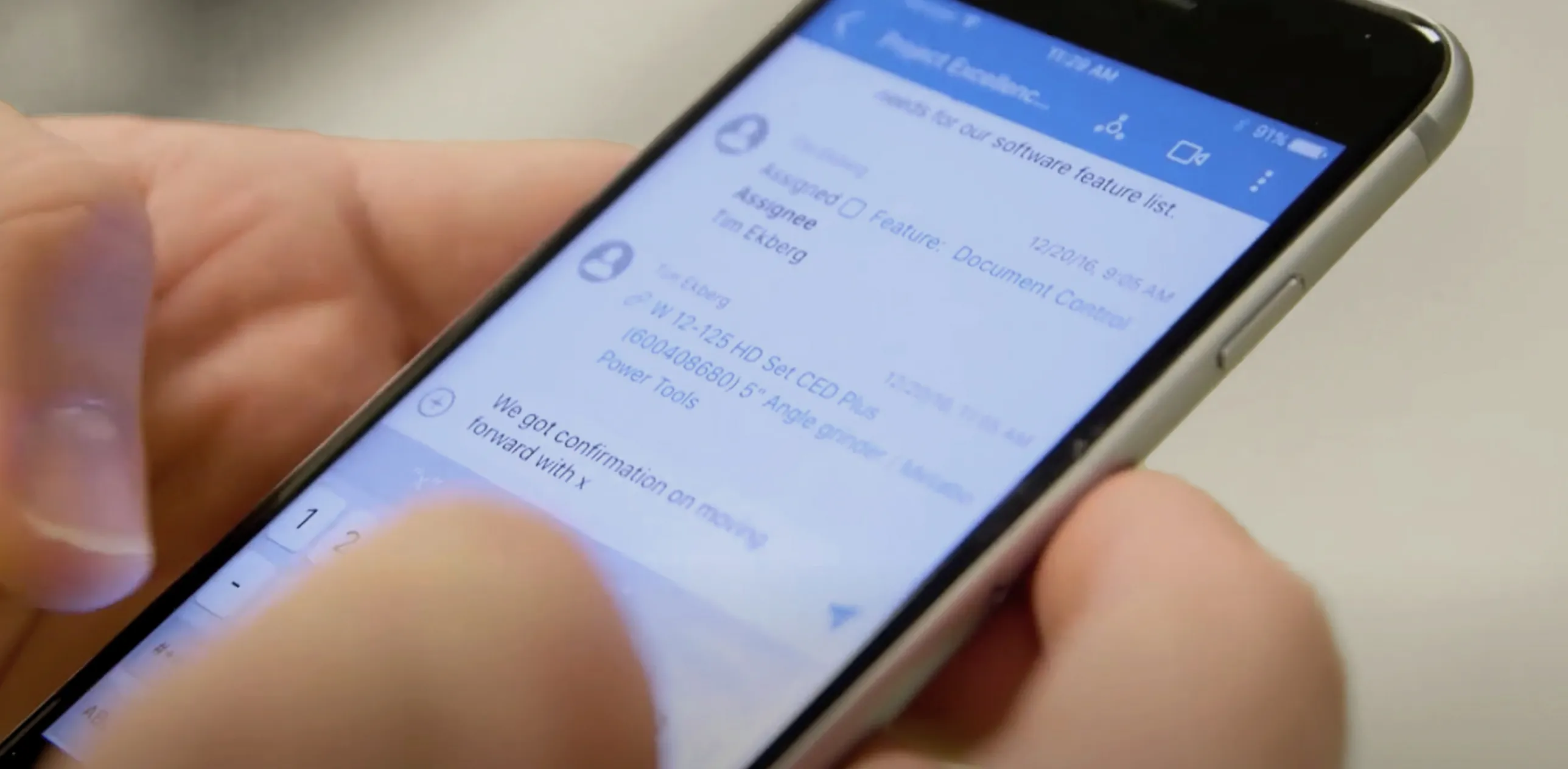Play Video: an employee from Structural Technologies communicating via the RingCentral mobile app