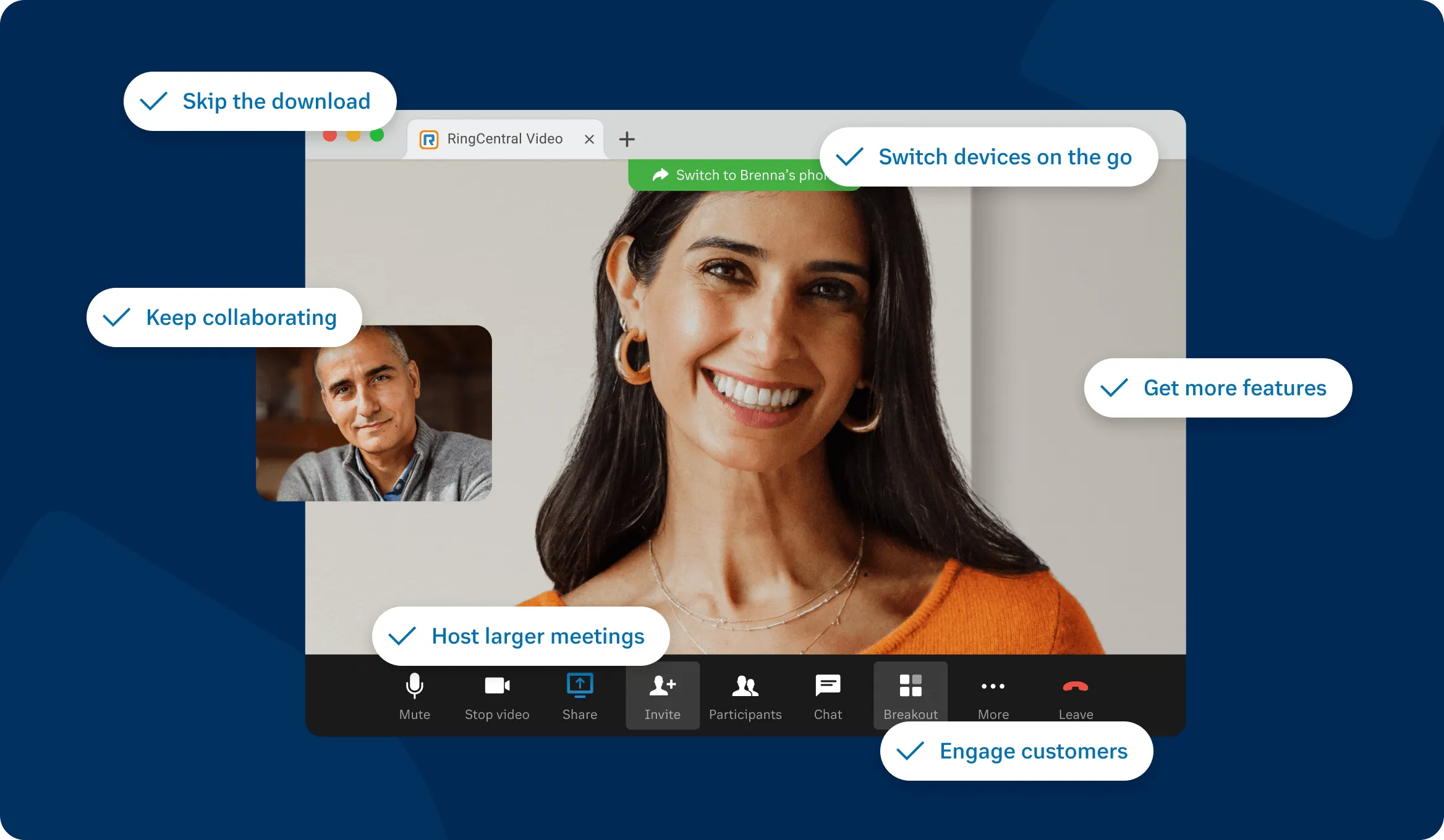 A RingCentral Video meeting on a Mac web browser