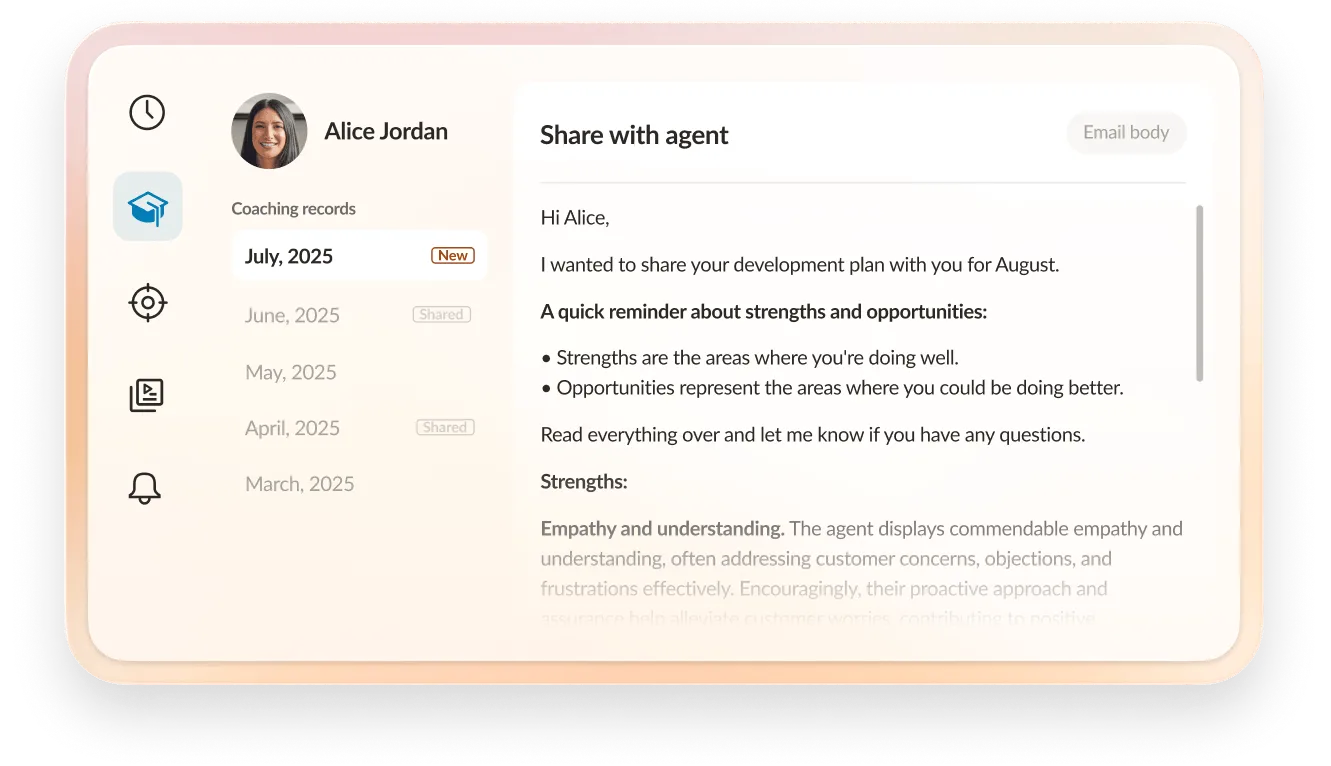 RingCX AI share with agent view