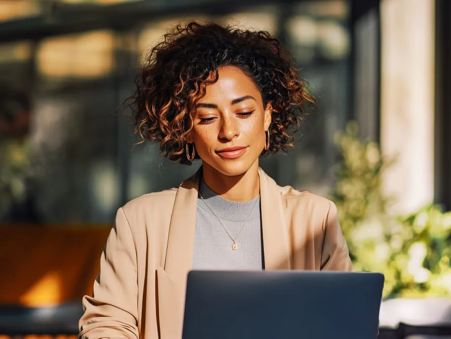 A woman using RingCentral Video app on her laptop