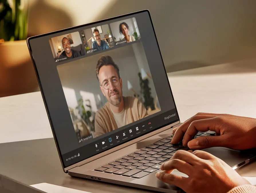 Colleagues discuss a project using RingCentral Video